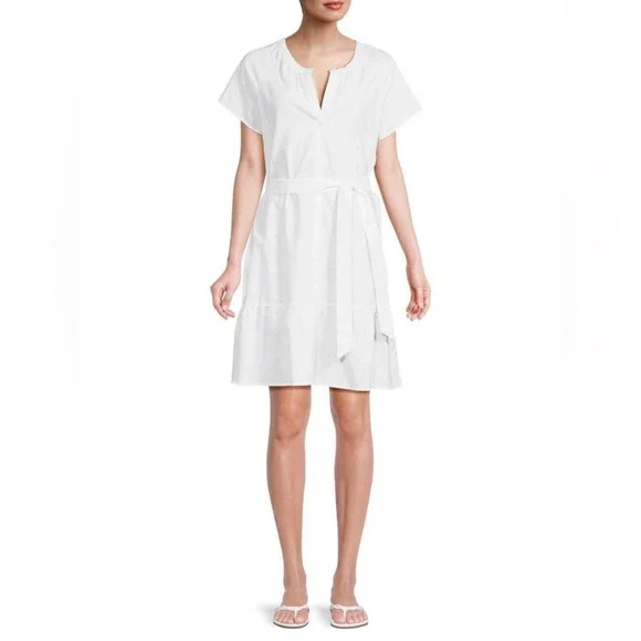 Saks Fifth Avenue | Dresses | Saks Fifth Avenue White Belted Linen Dress Us  Womens Size Xl | Poshmark